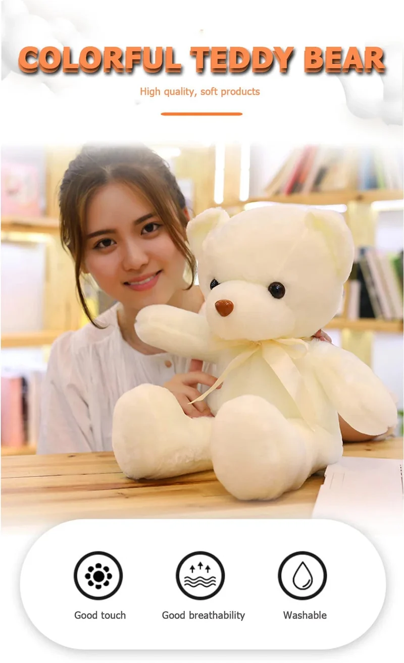 Niedlicher Teddybär Plüsch weich ausgestopfter Bär Tierspielzeug Plüschtier Kawaii Katze Baby Schlafspielzeug Wohnkultur für Kinder Mädchen Geschenke