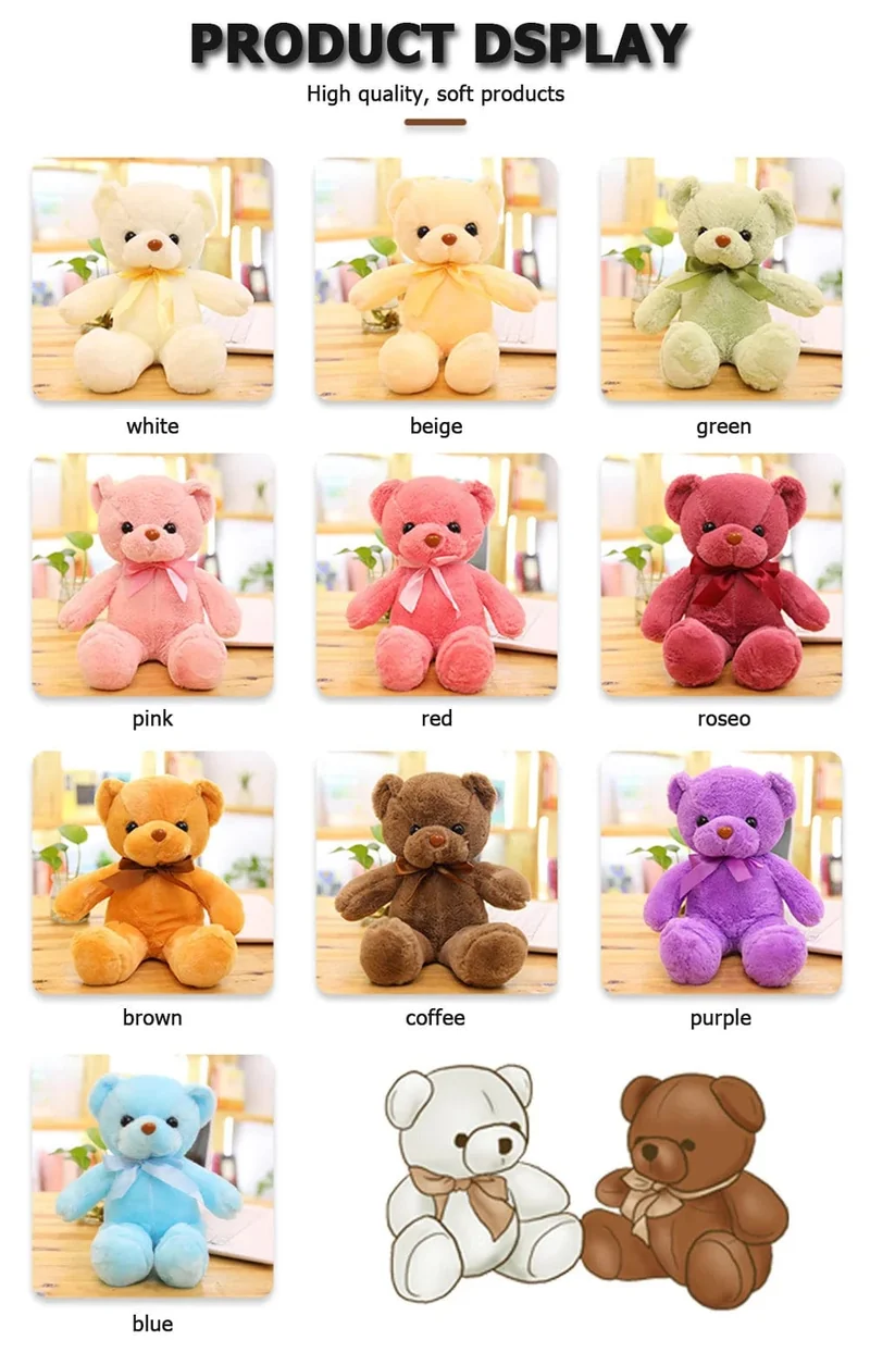 Niedlicher Teddybär Plüsch weich ausgestopfter Bär Tierspielzeug Plüschtier Kawaii Katze Baby Schlafspielzeug Wohnkultur für Kinder Mädchen Geschenke