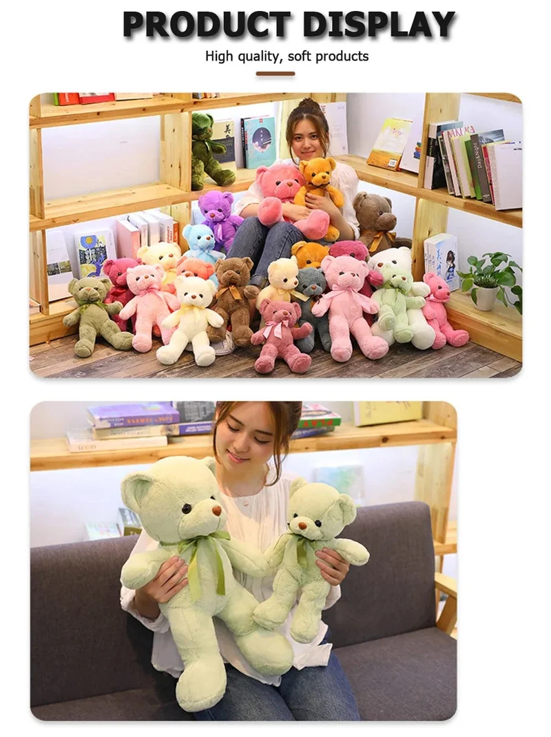 Niedlicher Teddybär Plüsch weich ausgestopfter Bär Tierspielzeug Plüschtier Kawaii Katze Baby Schlafspielzeug Wohnkultur für Kinder Mädchen Geschenke