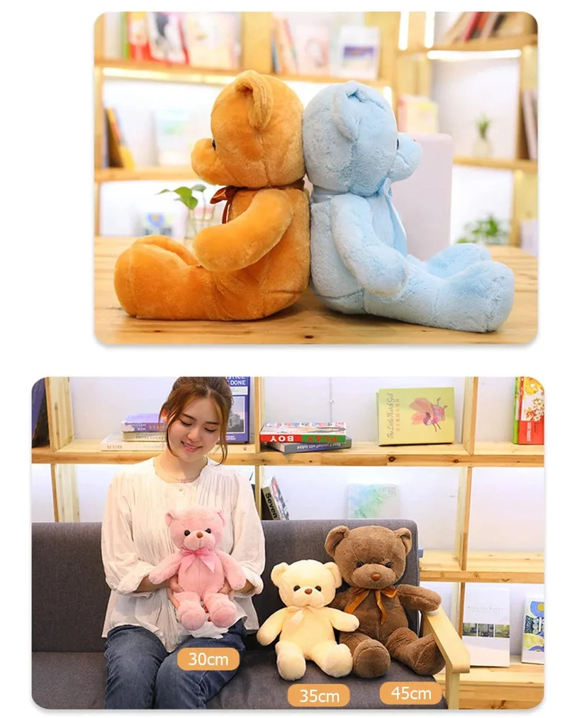 Niedlicher Teddybär Plüsch weich ausgestopfter Bär Tierspielzeug Plüschtier Kawaii Katze Baby Schlafspielzeug Wohnkultur für Kinder Mädchen Geschenke