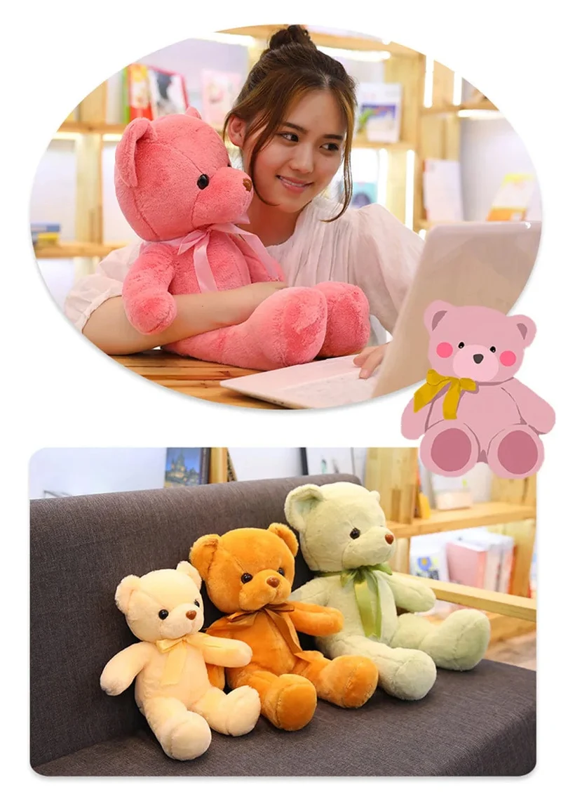 Niedlicher Teddybär Plüsch weich ausgestopfter Bär Tierspielzeug Plüschtier Kawaii Katze Baby Schlafspielzeug Wohnkultur für Kinder Mädchen Geschenke