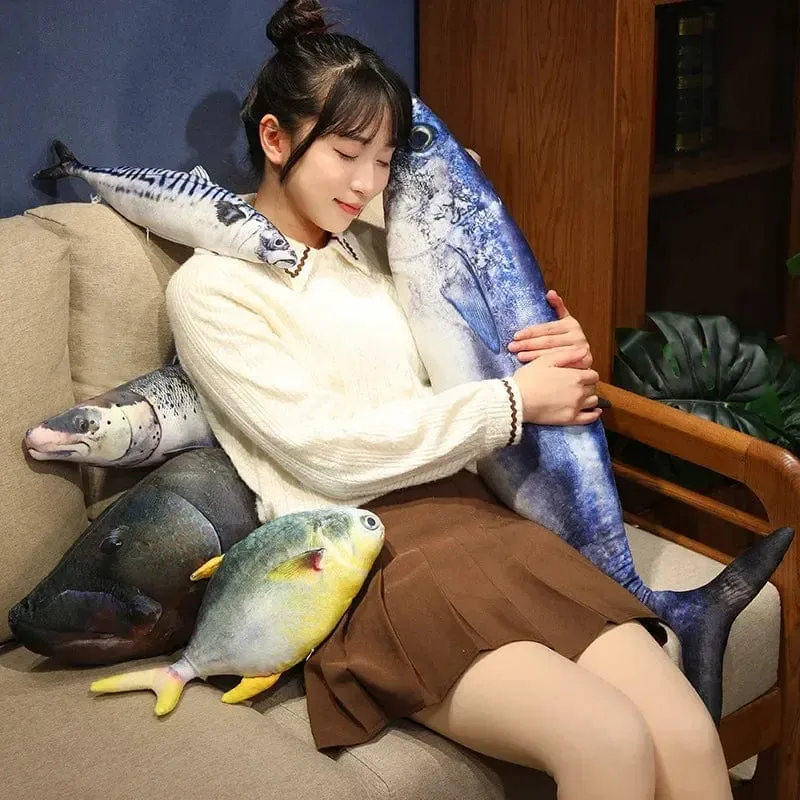 3D Simulation Fisch Plüsch Spielzeug Gefüllte Thunfisch Lachs Herbst Saury Zackenbarsch Plüsch Kissen Kreative Sofa Kissen Kissen Geschenk Kinder Spielzeug
