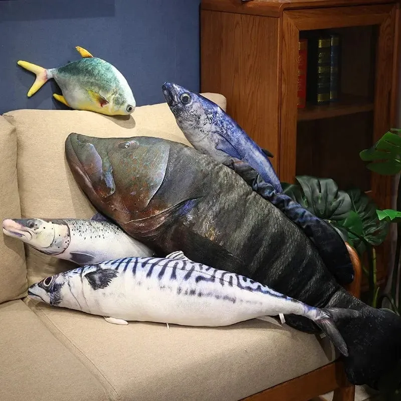 3D Simulation Fisch Plüsch Spielzeug Gefüllte Thunfisch Lachs Herbst Saury Zackenbarsch Plüsch Kissen Kreative Sofa Kissen Kissen Geschenk Kinder Spielzeug