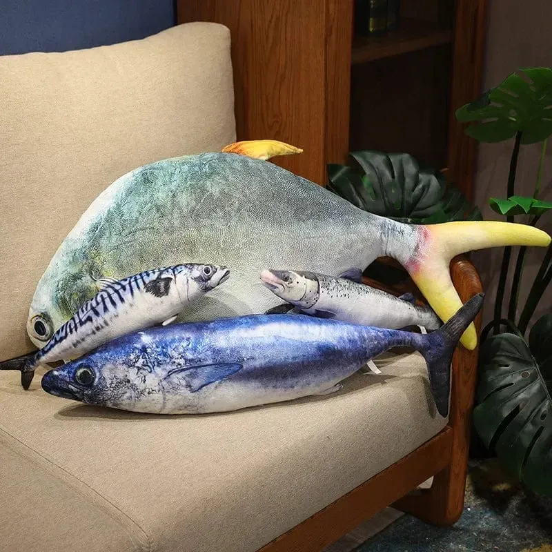 3D Simulation Fisch Plüsch Spielzeug Gefüllte Thunfisch Lachs Herbst Saury Zackenbarsch Plüsch Kissen Kreative Sofa Kissen Kissen Geschenk Kinder Spielzeug