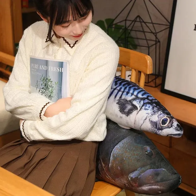 3D Simulation Fisch Plüsch Spielzeug Gefüllte Thunfisch Lachs Herbst Saury Zackenbarsch Plüsch Kissen Kreative Sofa Kissen Kissen Geschenk Kinder Spielzeug