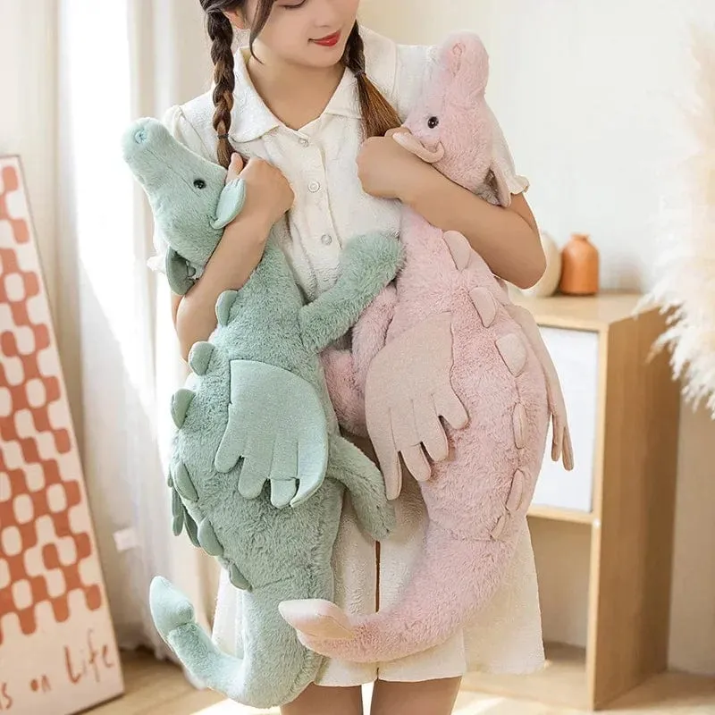 Riesiges weiches Plüschspielzeug, kleiner Drache, Plüschspielzeug, weiß, grüner Dinosaurier, Stofftier, weiche Puppe, Geburtstagsgeschenk für Kinder
