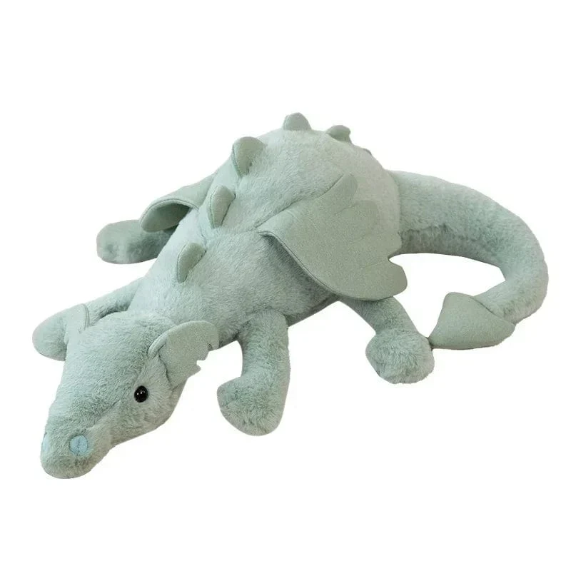 Riesiges weiches Plüschspielzeug, kleiner Drache, Plüschspielzeug, weiß, grüner Dinosaurier, Stofftier, weiche Puppe, Geburtstagsgeschenk für Kinder