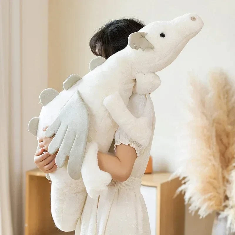Riesiges weiches Plüschspielzeug, kleiner Drache, Plüschspielzeug, weiß, grüner Dinosaurier, Stofftier, weiche Puppe, Geburtstagsgeschenk für Kinder