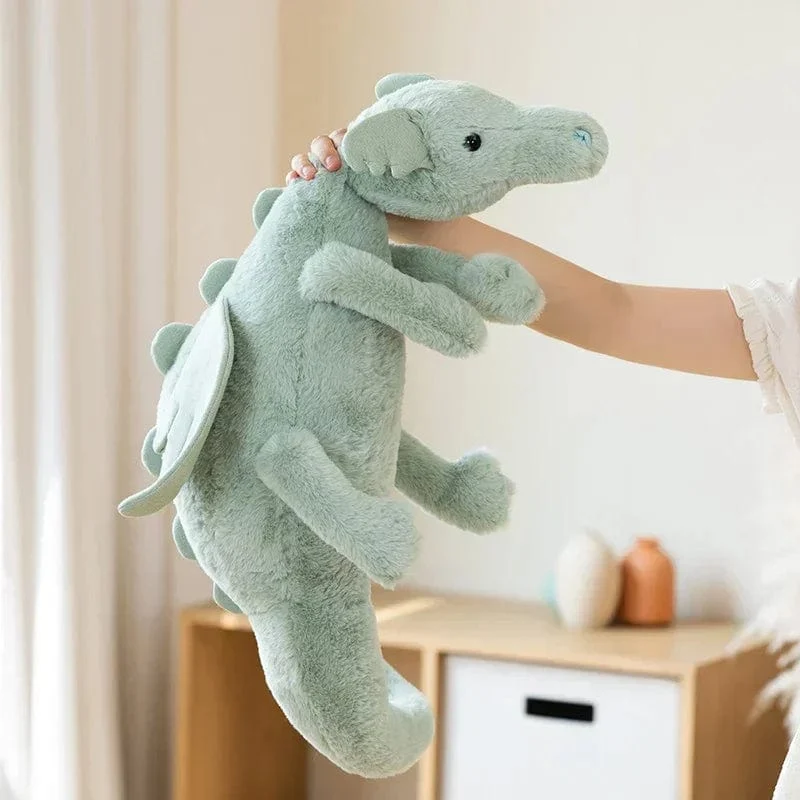 Riesiges weiches Plüschspielzeug, kleiner Drache, Plüschspielzeug, weiß, grüner Dinosaurier, Stofftier, weiche Puppe, Geburtstagsgeschenk für Kinder