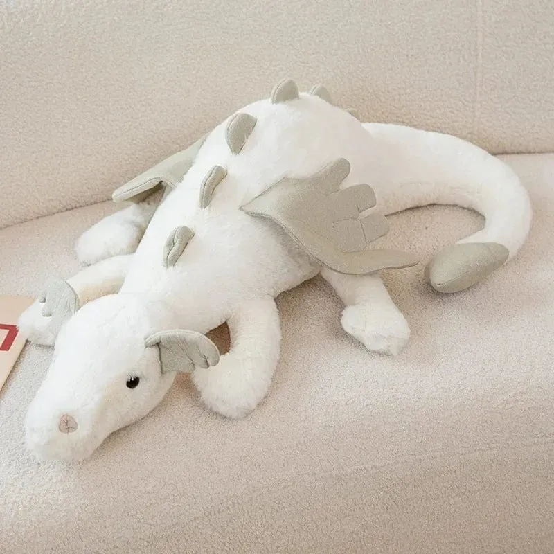 Riesiges weiches Plüschspielzeug, kleiner Drache, Plüschspielzeug, weiß, grüner Dinosaurier, Stofftier, weiche Puppe, Geburtstagsgeschenk für Kinder