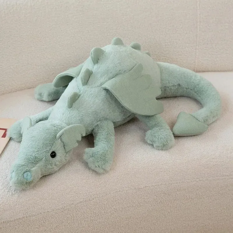 Riesiges weiches Plüschspielzeug, kleiner Drache, Plüschspielzeug, weiß, grüner Dinosaurier, Stofftier, weiche Puppe, Geburtstagsgeschenk für Kinder
