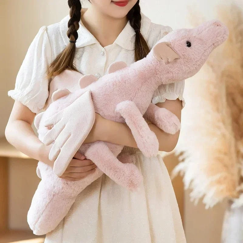 Riesiges weiches Plüschspielzeug, kleiner Drache, Plüschspielzeug, weiß, grüner Dinosaurier, Stofftier, weiche Puppe, Geburtstagsgeschenk für Kinder