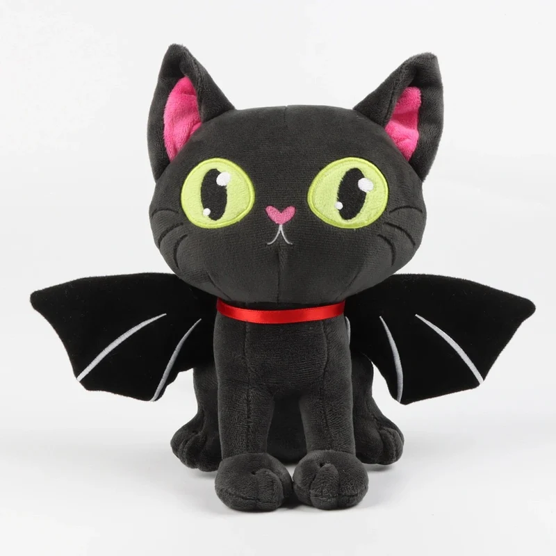 28 cm schwarzes Batcat-Plüschtier für Halloween, lustige Spielzeugpuppen, Begleiterspielzeug für Jungen und Mädchen, Weihnachts- und Halloween-Geschenke