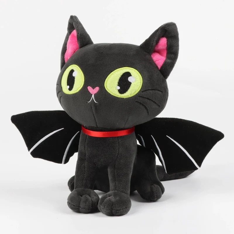 28 cm schwarzes Batcat-Plüschtier für Halloween, lustige Spielzeugpuppen, Begleiterspielzeug für Jungen und Mädchen, Weihnachts- und Halloween-Geschenke