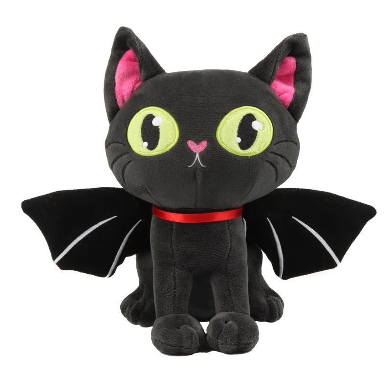 28 cm schwarzes Batcat-Plüschtier für Halloween, lustige Spielzeugpuppen, Begleiterspielzeug für Jungen und Mädchen, Weihnachts- und Halloween-Geschenke