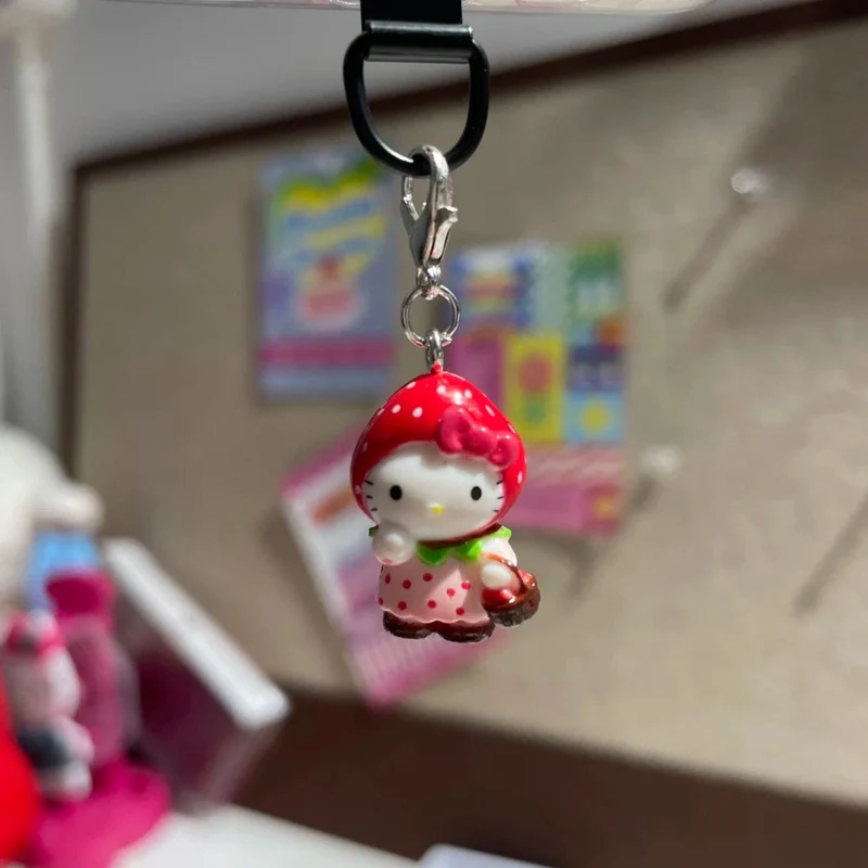Sanrio Süße Erdbeere Hello Kitty Puppe Schlüsselanhänger Kawaii Engel Handyanhänger Kindertasche Zubehör Spielzeug Anhänger Geschenk