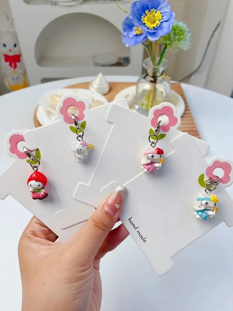 Sanrio Süße Erdbeere Hello Kitty Puppe Schlüsselanhänger Kawaii Engel Handyanhänger Kindertasche Zubehör Spielzeug Anhänger Geschenk