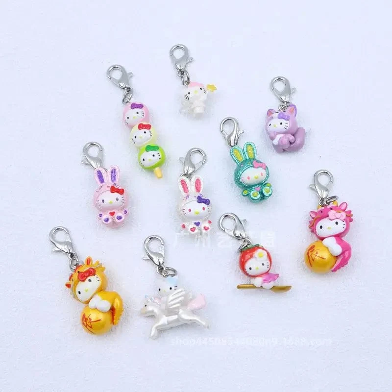 Sanrio Süße Erdbeere Hello Kitty Puppe Schlüsselanhänger Kawaii Engel Handyanhänger Kindertasche Zubehör Spielzeug Anhänger Geschenk