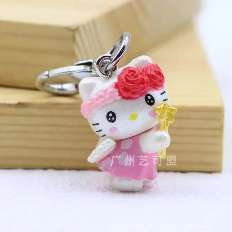 Sanrio Süße Erdbeere Hello Kitty Puppe Schlüsselanhänger Kawaii Engel Handyanhänger Kindertasche Zubehör Spielzeug Anhänger Geschenk