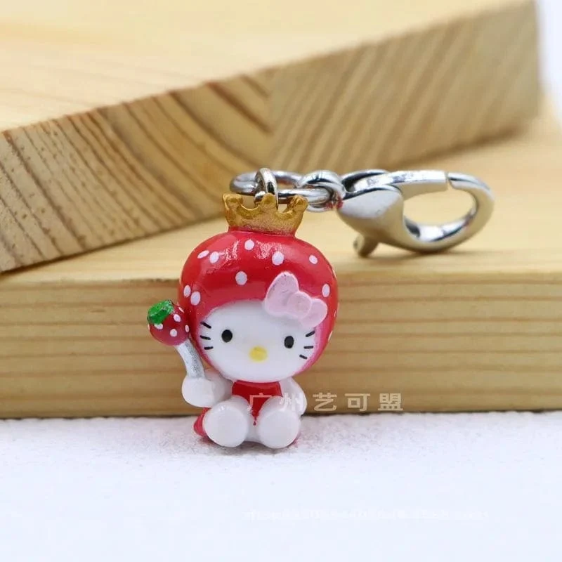 Sanrio Süße Erdbeere Hello Kitty Puppe Schlüsselanhänger Kawaii Engel Handyanhänger Kindertasche Zubehör Spielzeug Anhänger Geschenk