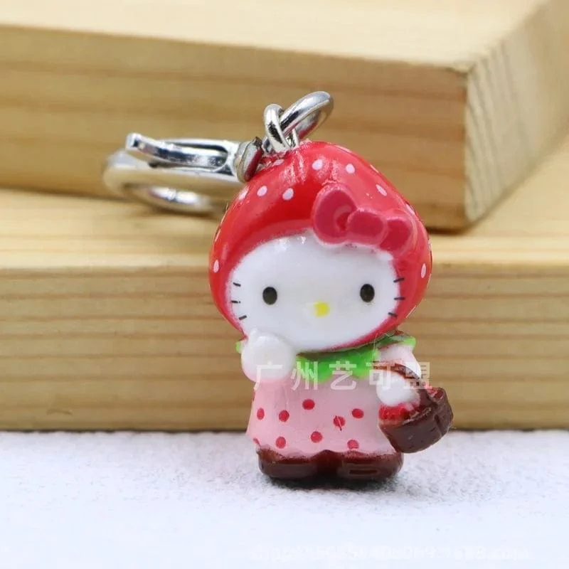 Sanrio Süße Erdbeere Hello Kitty Puppe Schlüsselanhänger Kawaii Engel Handyanhänger Kindertasche Zubehör Spielzeug Anhänger Geschenk