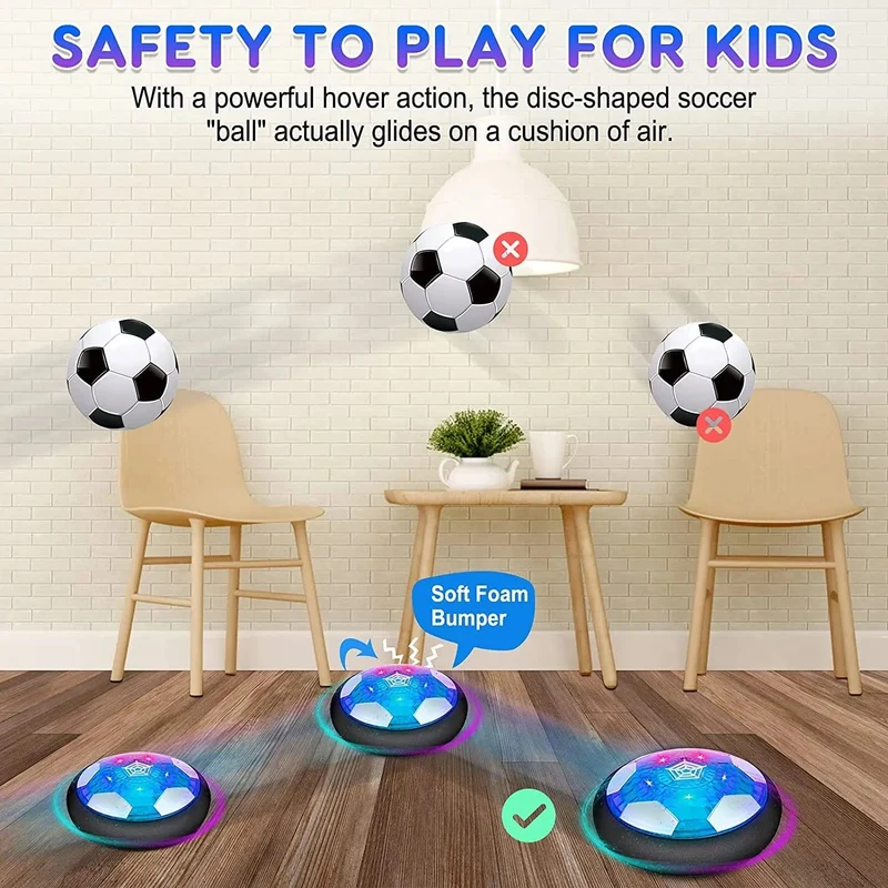 Fußball-Kinderspielzeug, wiederaufladbarer USB-Schwebeball, farbige LED-Leuchten für Kindergeschenke, gleitendes Luftkissen, schwebendes Kinder-Fußballspiel