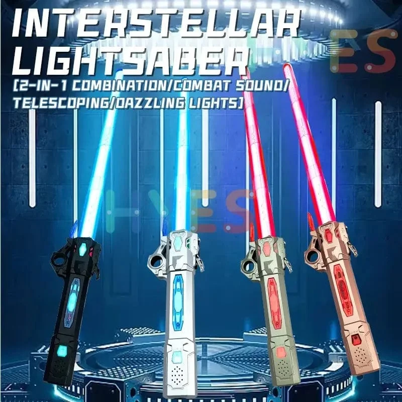Neues einziehbares Lichtschwert mit rotierendem Fingerlaserschwert, Blitzlicht und leuchtendem Sound, Cosplay-Requisiten, Duelle, Kampfspielzeug, Geschenke für Kinder und Erwachsene