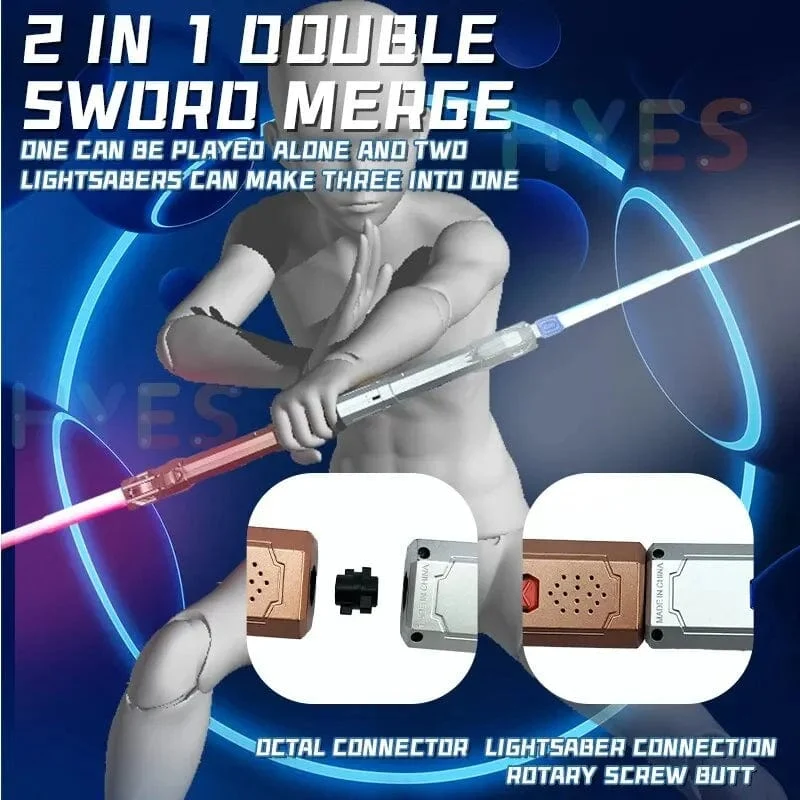 Neues einziehbares Lichtschwert mit rotierendem Fingerlaserschwert, Blitzlicht und leuchtendem Sound, Cosplay-Requisiten, Duelle, Kampfspielzeug, Geschenke für Kinder und Erwachsene