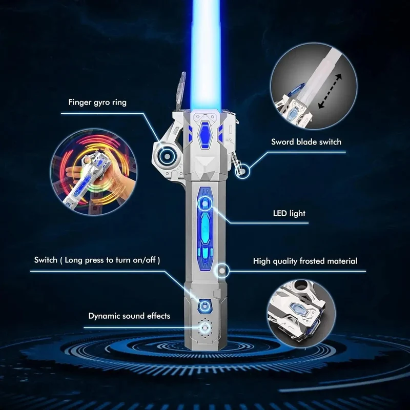 Neues einziehbares Lichtschwert mit rotierendem Fingerlaserschwert, Blitzlicht und leuchtendem Sound, Cosplay-Requisiten, Duelle, Kampfspielzeug, Geschenke für Kinder und Erwachsene