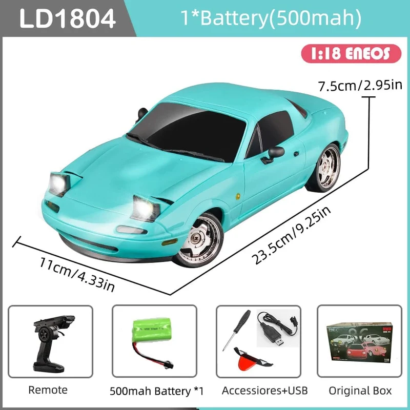 LDRC LD1804 RC Drift Car 1/18 Modell 2.4G 2WD ESP Gyroskop LED-Leuchten Vollmaßstäbliches gesteuertes Modell Kinderauto Spielzeug Geschenke