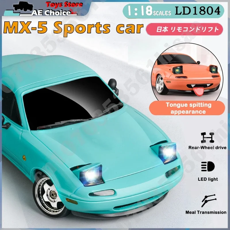 LDRC LD1804 RC Drift Car 1/18 Modell 2.4G 2WD ESP Gyroskop LED-Leuchten Vollmaßstäbliches gesteuertes Modell Kinderauto Spielzeug Geschenke