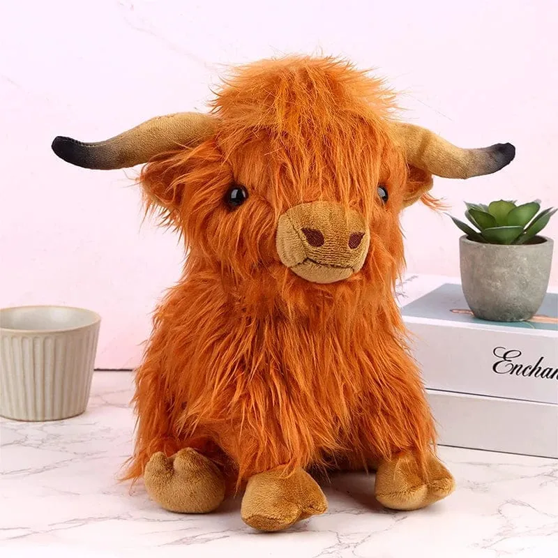 Simulation Highland Cow Plüsch Tier Puppe Weiche Angefüllte Highland Cow Plüsch Spielzeug Kawaii Kinder Baby Geschenk Spielzeug Home Room Decor