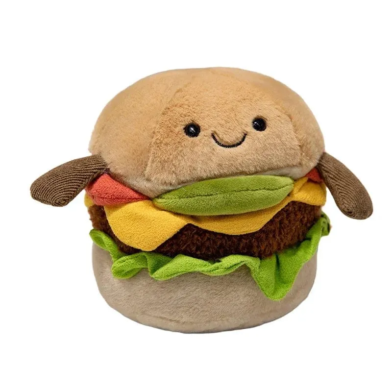 Kawaii Hamburger Plüschtier, weiches Blumenstraußkissen, lustiges Essen/Blumenkissen, süße Burgerpuppe, kreatives Geburtstagsgeschenk
