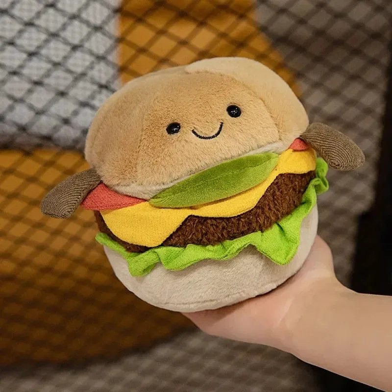 Kawaii Hamburger Plüschtier, weiches Blumenstraußkissen, lustiges Essen/Blumenkissen, süße Burgerpuppe, kreatives Geburtstagsgeschenk