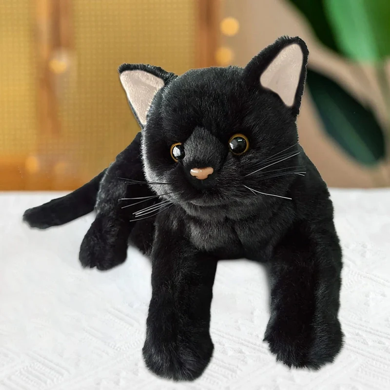 Aline Schwarze Katze Plüschtier Stofftier Schwarzes Kätzchen Puppe Kissen Jungen Mädchen Stofftiere Kinder Geburtstagsgeschenke Beliebtes Spielzeug 2023