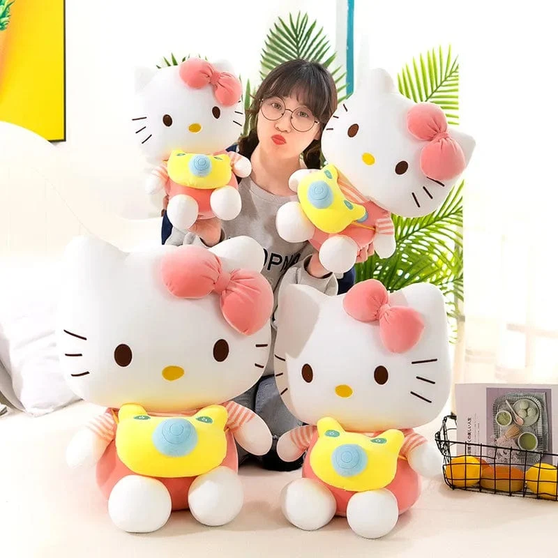 35 cm Saniro Hello Kitty Plüschkamera KT Katzenpuppe Süße Katze Kitty Spielzeug Kindergeschenk Mädchen Sofy Stofftier Kissen Spielzeug Geschenke