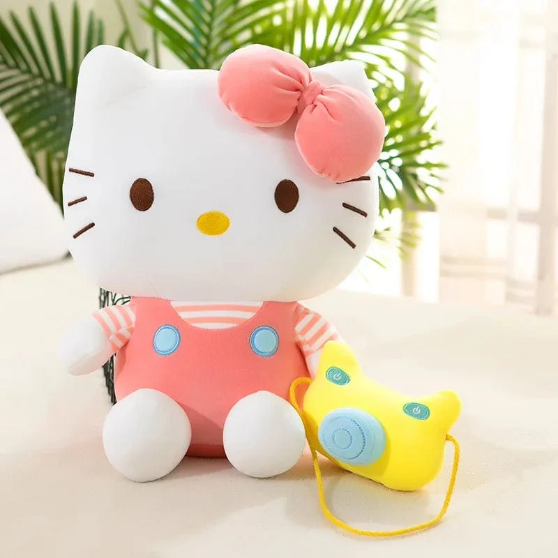 35 cm Saniro Hello Kitty Plüschkamera KT Katzenpuppe Süße Katze Kitty Spielzeug Kindergeschenk Mädchen Sofy Stofftier Kissen Spielzeug Geschenke