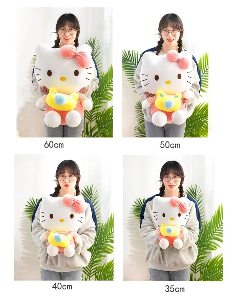 35 cm Saniro Hello Kitty Plüschkamera KT Katzenpuppe Süße Katze Kitty Spielzeug Kindergeschenk Mädchen Sofy Stofftier Kissen Spielzeug Geschenke