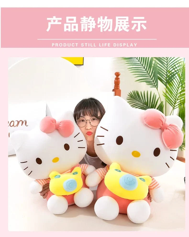 35 cm Saniro Hello Kitty Plüschkamera KT Katzenpuppe Süße Katze Kitty Spielzeug Kindergeschenk Mädchen Sofy Stofftier Kissen Spielzeug Geschenke