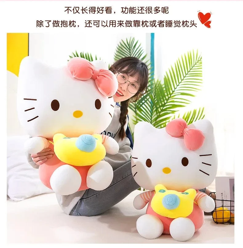 35 cm Saniro Hello Kitty Plüschkamera KT Katzenpuppe Süße Katze Kitty Spielzeug Kindergeschenk Mädchen Sofy Stofftier Kissen Spielzeug Geschenke