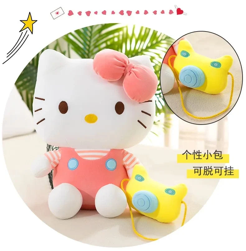 35 cm Saniro Hello Kitty Plüschkamera KT Katzenpuppe Süße Katze Kitty Spielzeug Kindergeschenk Mädchen Sofy Stofftier Kissen Spielzeug Geschenke