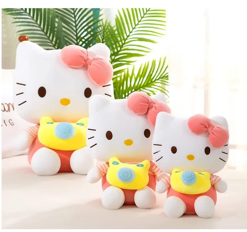 35 cm Saniro Hello Kitty Plüschkamera KT Katzenpuppe Süße Katze Kitty Spielzeug Kindergeschenk Mädchen Sofy Stofftier Kissen Spielzeug Geschenke
