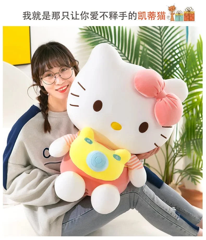 35 cm Saniro Hello Kitty Plüschkamera KT Katzenpuppe Süße Katze Kitty Spielzeug Kindergeschenk Mädchen Sofy Stofftier Kissen Spielzeug Geschenke