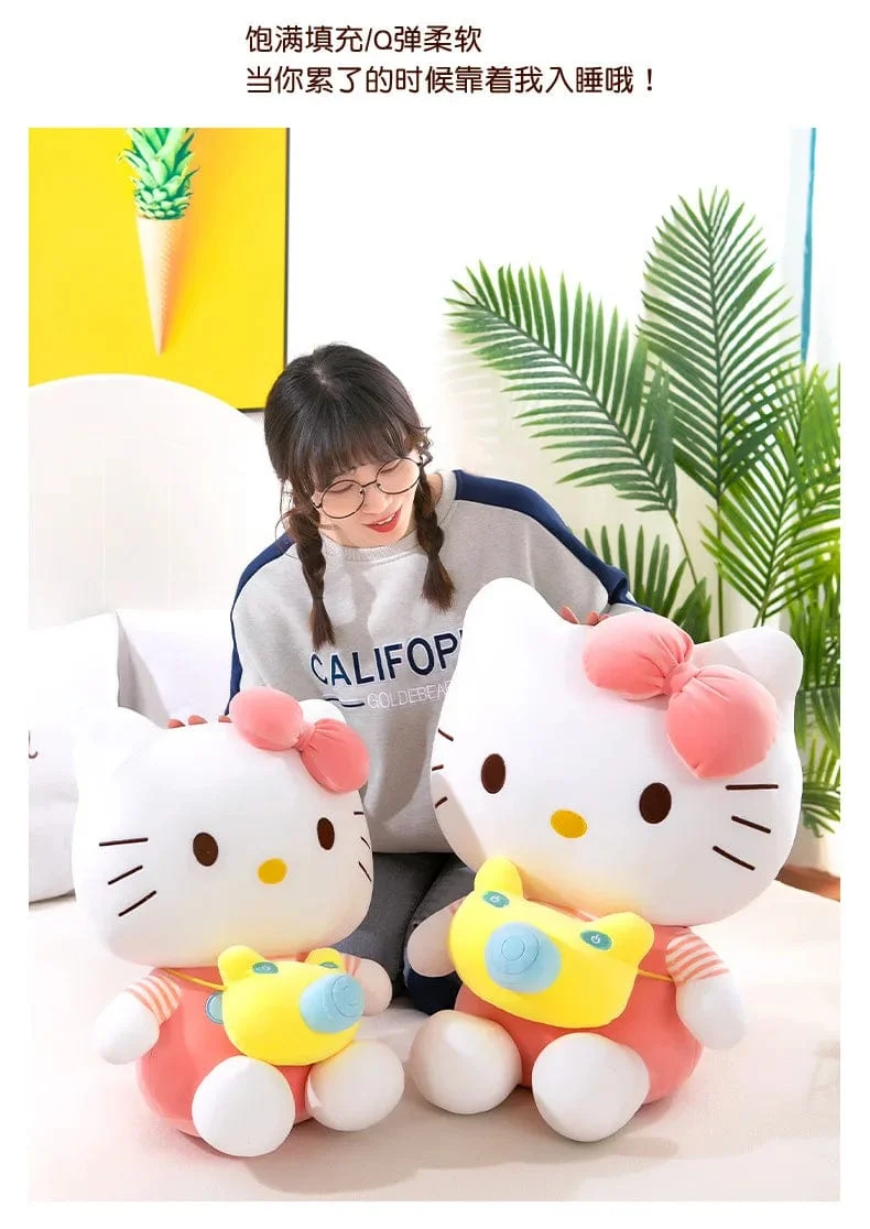 35 cm Saniro Hello Kitty Plüschkamera KT Katzenpuppe Süße Katze Kitty Spielzeug Kindergeschenk Mädchen Sofy Stofftier Kissen Spielzeug Geschenke