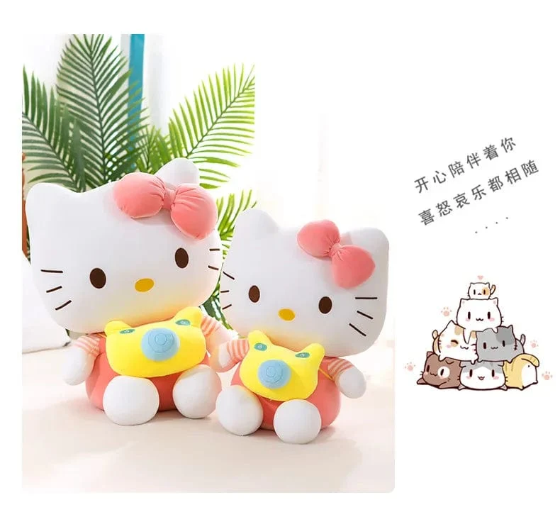 35 cm Saniro Hello Kitty Plüschkamera KT Katzenpuppe Süße Katze Kitty Spielzeug Kindergeschenk Mädchen Sofy Stofftier Kissen Spielzeug Geschenke