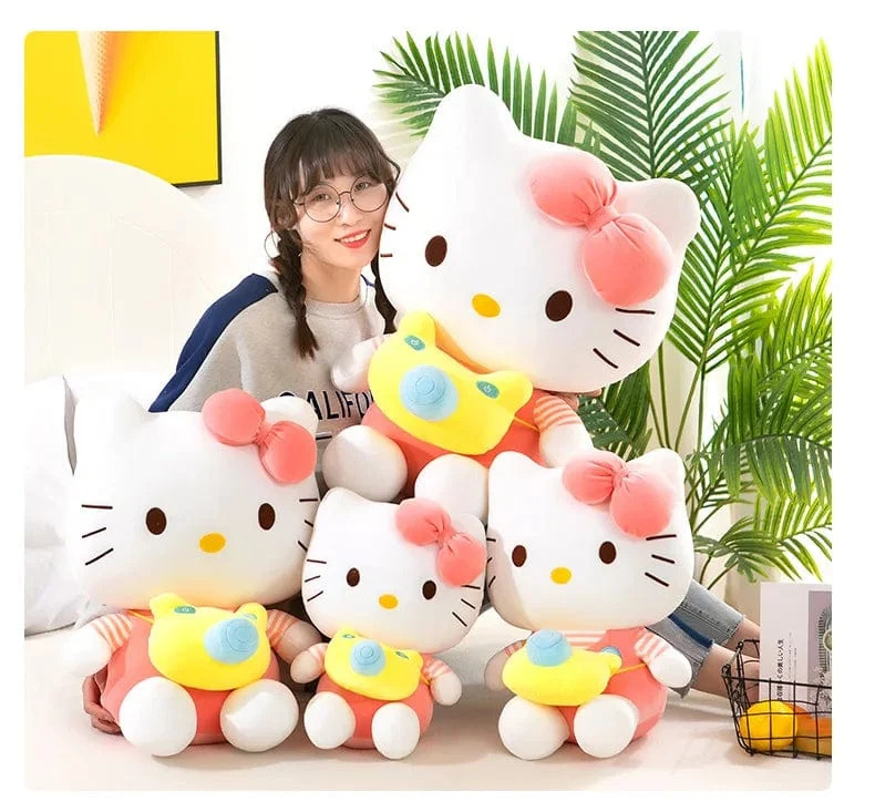 35 cm Saniro Hello Kitty Plüschkamera KT Katzenpuppe Süße Katze Kitty Spielzeug Kindergeschenk Mädchen Sofy Stofftier Kissen Spielzeug Geschenke