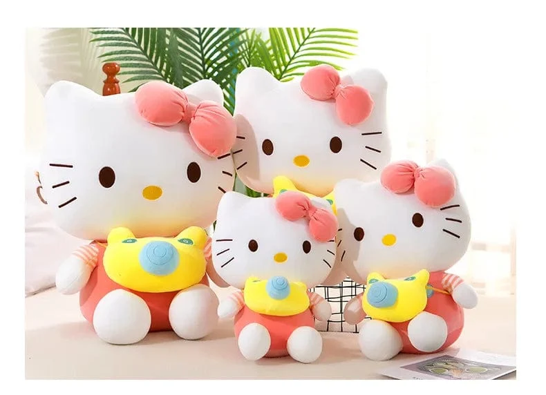 35 cm Saniro Hello Kitty Plüschkamera KT Katzenpuppe Süße Katze Kitty Spielzeug Kindergeschenk Mädchen Sofy Stofftier Kissen Spielzeug Geschenke