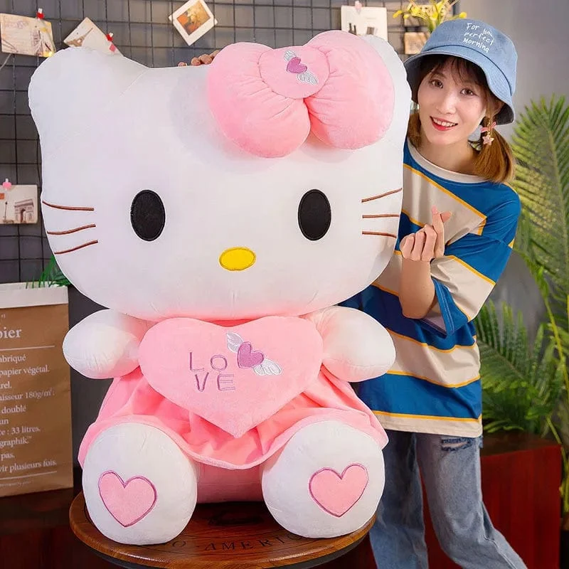 24-55 cm Sanrio Hello Kitty Katze Plüschtiere Cartoon KT Katze Plüschpuppe Weiche Angefüllte Anime Kissen Geburtstagsgeschenke für Kinder Mädchen