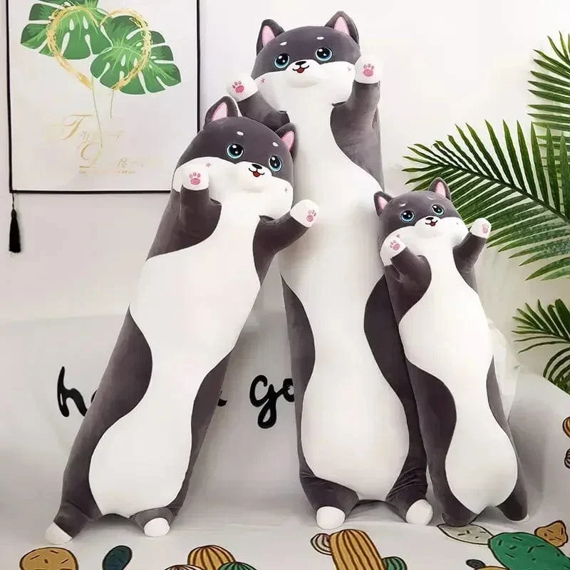 Schöne Husky-Kuscheltiere, Hunde, Wurfkissen, Seitenschlafkissen, langes Kissen, Geburtstagsgeschenk für Kinder und Erwachsene, süßes Geschenk