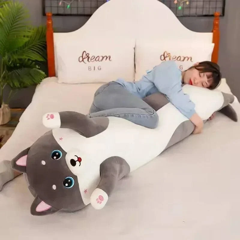 Schöne Husky-Kuscheltiere, Hunde, Wurfkissen, Seitenschlafkissen, langes Kissen, Geburtstagsgeschenk für Kinder und Erwachsene, süßes Geschenk